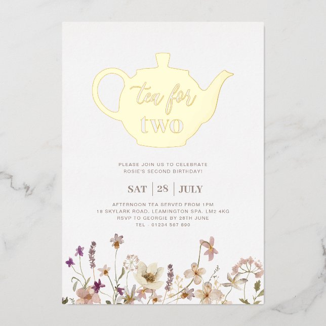 Tea For Two Floral Birthday - Gold (Front)