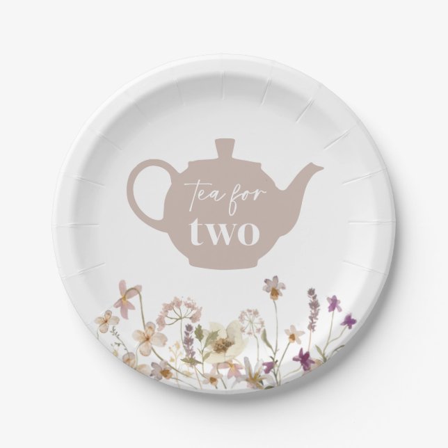 Tea For Two Floral Paper Plate (Front)