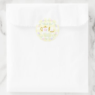 Tea for Two Girl 2nd Birthday Classic Round Sticker