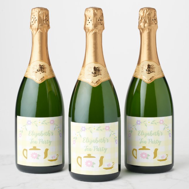 Tea for Two Girl 2nd Birthday Drink Label (Bottles)