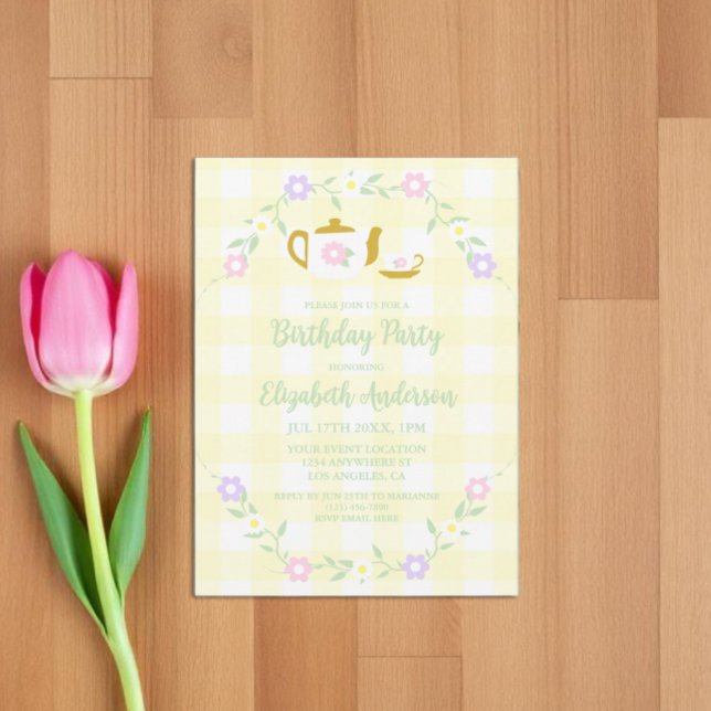 Tea for Two Girl 2nd Birthday Invitation (Creator Uploaded)
