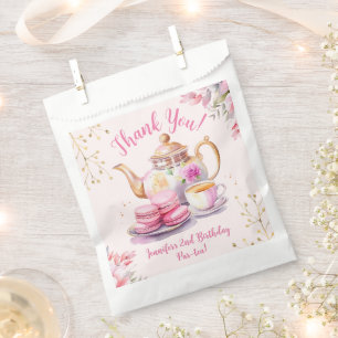 Tea For Two! Girl Pink Floral 2nd Birthday Par-tea Favour Bags