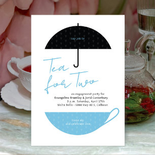 Tea for Two Modern Baby Blue Tea Party Invitation