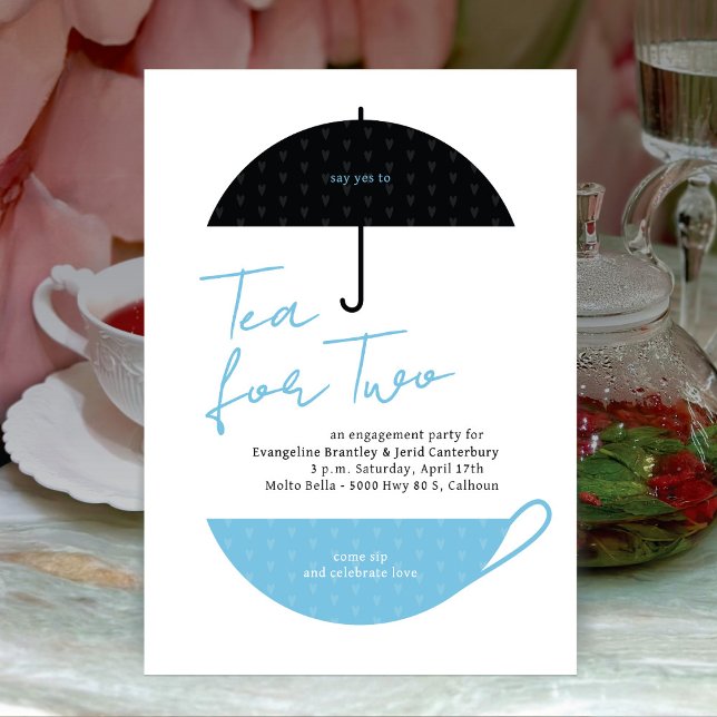 Tea for Two Modern Baby Blue Tea Party Invitation (Creator Uploaded)