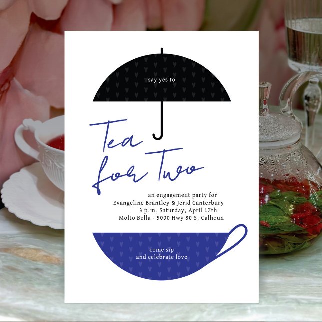 Tea for Two Modern Blue Tea Party Invitation (Creator Uploaded)