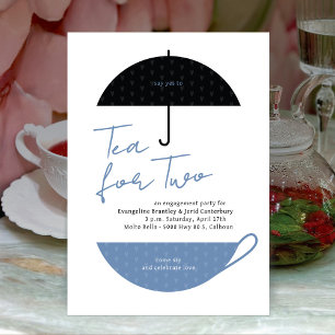 Tea for Two Modern Dusty Blue Tea Party Invitation
