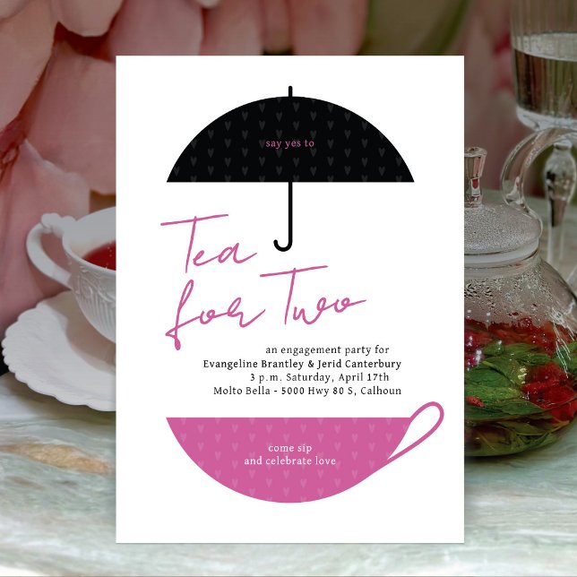 Tea for Two Modern Pink Tea Party Invitation (Creator Uploaded)