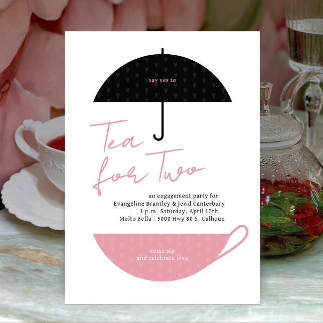 Tea for Two Modern Pink Tea Party Invitation (Creator Uploaded)