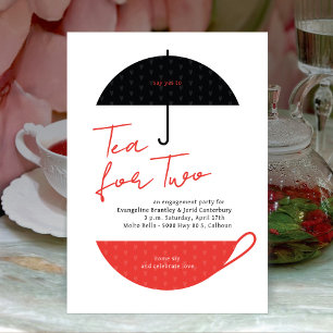 Tea for Two Modern Red Tea Party Invitation