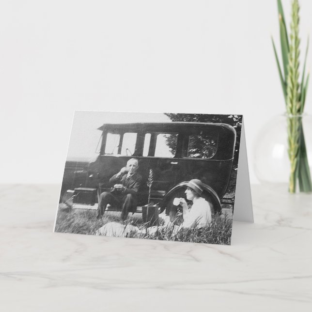 Tea For Two Old Black & White Image -Greeting Card (Front)