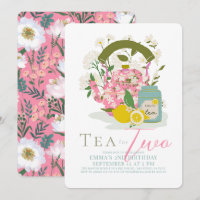 Tea for Two Pink Floral Tea Party 2nd Birthday
