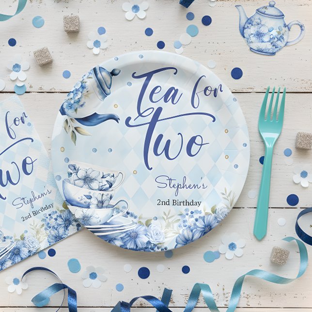 Tea for two, second birthday for kids paper plate (Creator Uploaded)