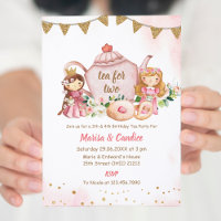 Tea for Two Sibling Combined Birthday Invitation