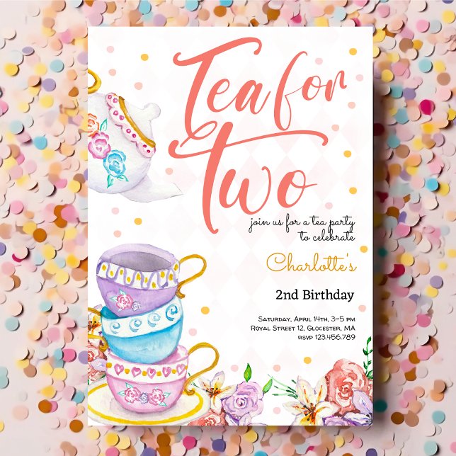 Tea for two, tea birthday invitation (Creator Uploaded)