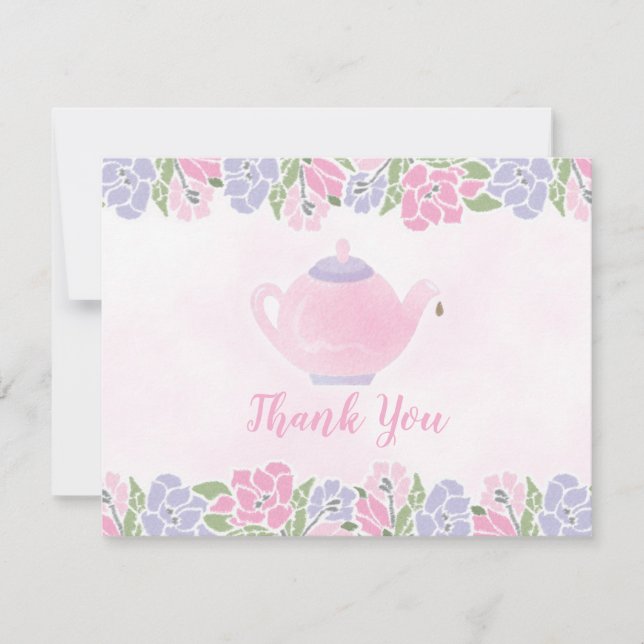 Tea for Two Teapot Baby Shower Thank You Card (Front)