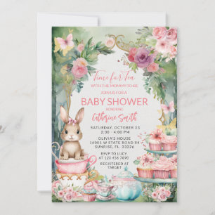 Tea for Two With the Bunny To Be Baby Shower Invit Invitation
