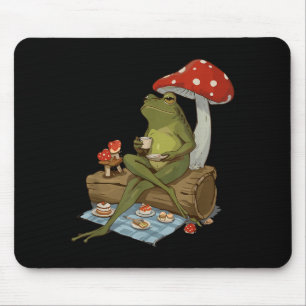 Tea Frog Mushroom Cnic Cute Nature Aesthetic Cotta Mouse Pad