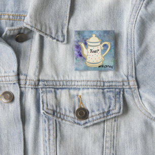 Tea? #FROMily From Fandom Liu Diner Design 15 Cm Square Badge