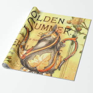 Tea Golden Summer Ephemera Decoupage  Wrapping Pap Paper