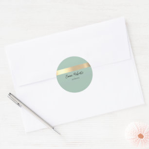 Tea Green Gold Foil Rustic Faux Classic Round Sticker