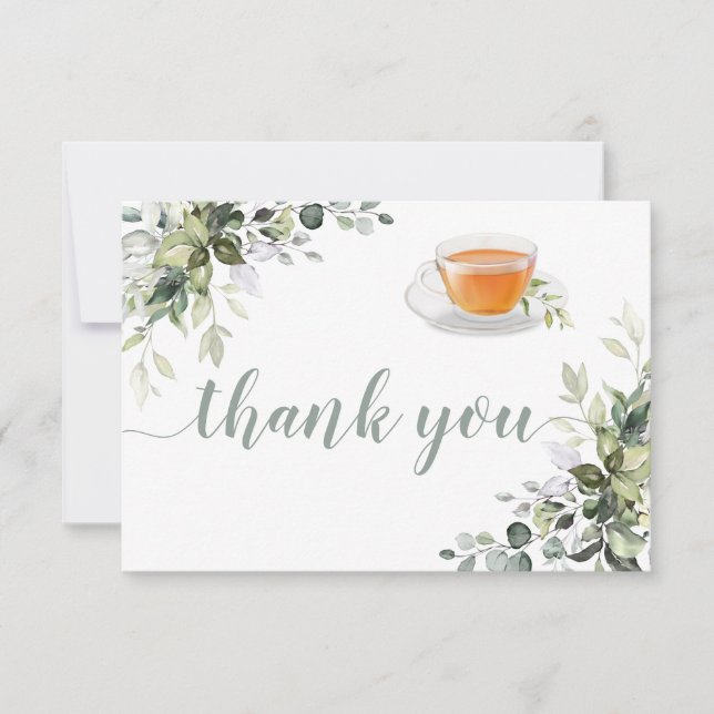 Tea Greenery Flat Thank You Card (Front)