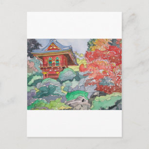 Tea House in San Francisco Watercolor Painting Postcard