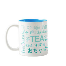 Tea in Every Language Mug in Blue