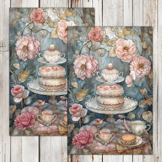TEA IN THE ROSE GARDEN DECOUPAGE TISSUE PAPER