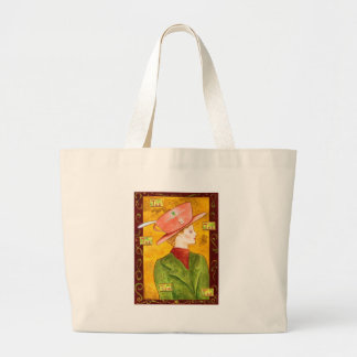 Tea Lady in Green Large Tote Bag