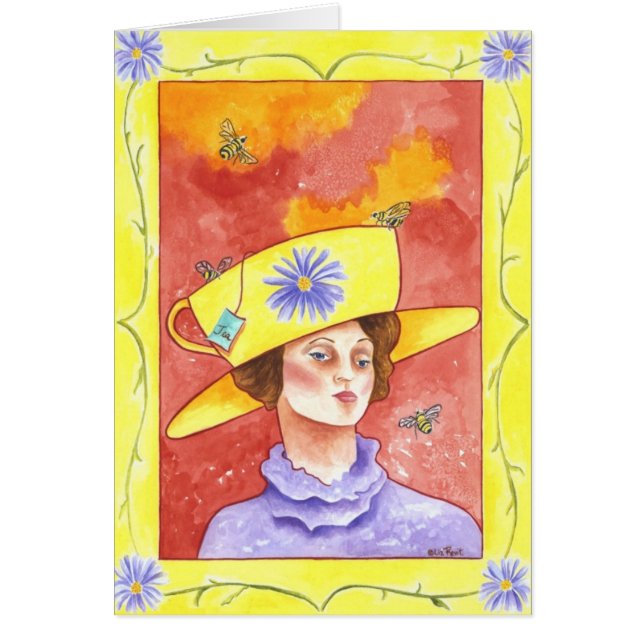 Tea Lady with Bees Note Card (Front)