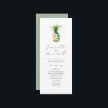 Tea Length Wedding Program Template Pineapple<br><div class="desc">This tea length wedding program template feature a unique watercolor pineapple. Use the template fields to add your order of service. The card reverses to a solid sage green colour. A tropical choice for destination beach weddings. To see more wedding themes like this visit www.zazzle.com/dotellabelle Unique art and design by...</div>