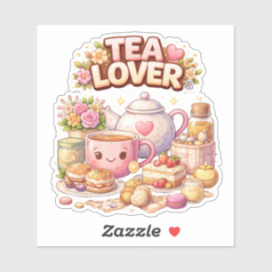 Tea Lover Cosy Aesthetic Custom-Cut Vinyl Sticker