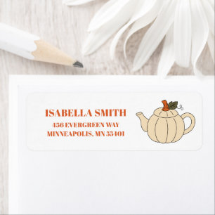 Tea Lover Fall Pumpkin Tea Pot Return Address