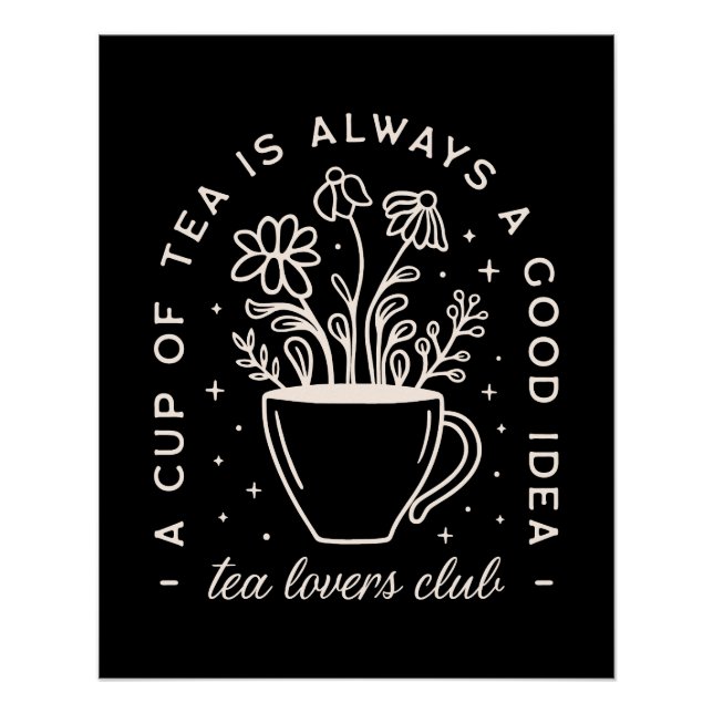 Tea lover funny quotes poster (Front)