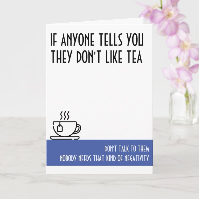 Tea Lover's Standard Blue Birthday Card (Orchid)