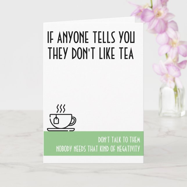 Tea Lover's Standard Green Birthday Card (Orchid)