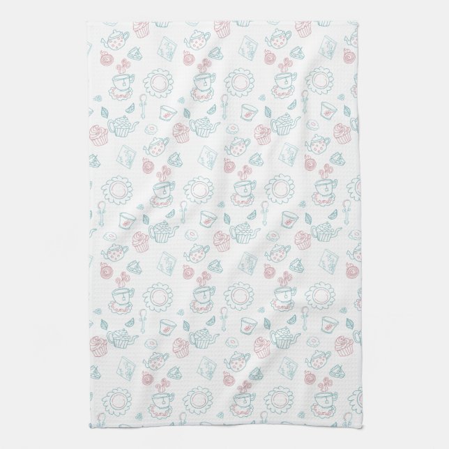 Tea Lovers Time Doodles Towel (Vertical)