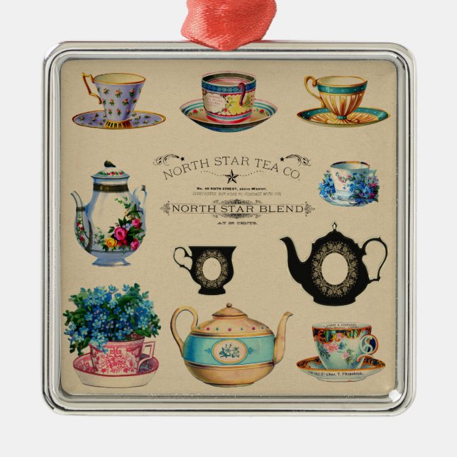 Tea Makes Everything Better Metal Tree Decoration (Front)