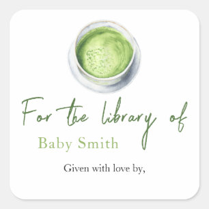 Tea Matcha Baby Shower - For the library of Square Sticker