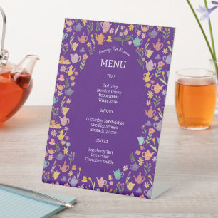 Tea Menu Cute Colourful CUSTOM Pedestal Sign