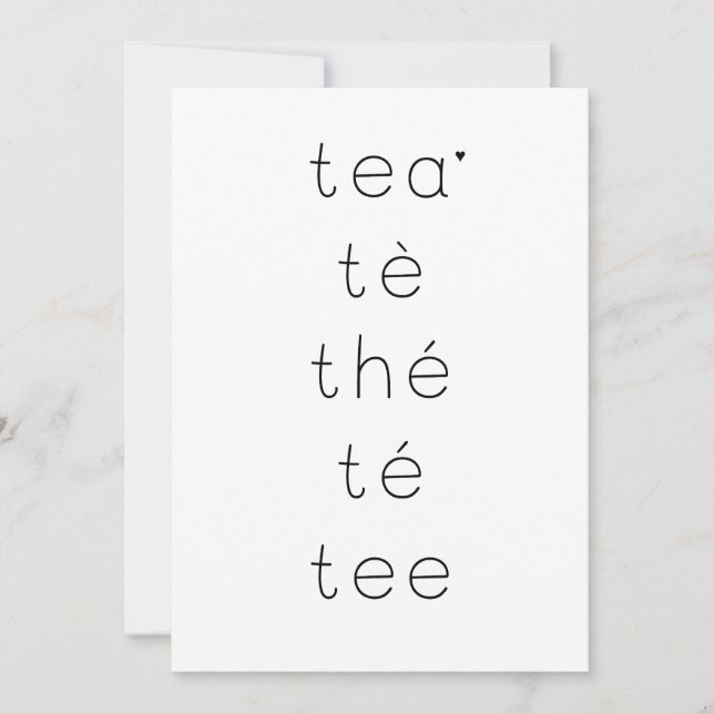 Tea - minimalistic typography card (Front)