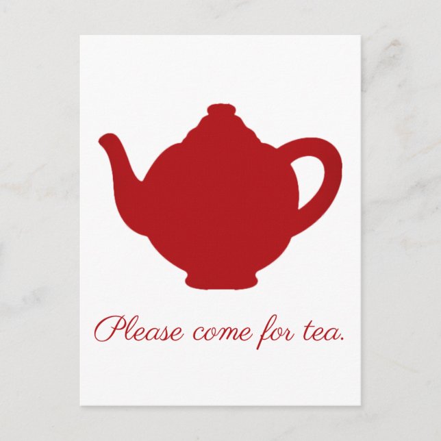 Tea modern red teapot postcard (Front)