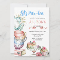 Tea Par-tea Birthday Party Girl Pink Blue Gold