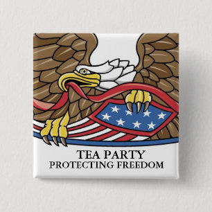 TEA PARTY 15 CM SQUARE BADGE