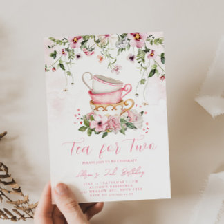 Tea Party 2nd Birthday Invitation 