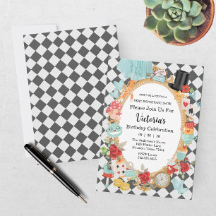Tea Party Alice In Wonderland Girls Birthday Invitation