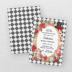 Tea Party Alice In Wonderland Girls Birthday Invitation