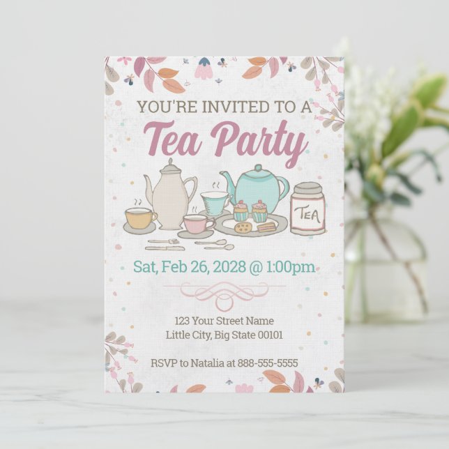 Tea Party and High Tea Invitation (Standing Front)