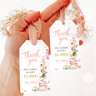 Tea Party Baby is Brewing Girl Pink Baby Shower Gift Tags