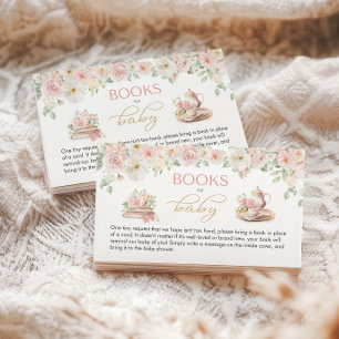 Tea Party Baby Shower Books for Baby Enclosure Card